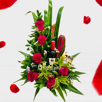 Rosas Con Vino Para San Valentín A Domicilio En Cali Pedido Con Un Día De Anticipación 