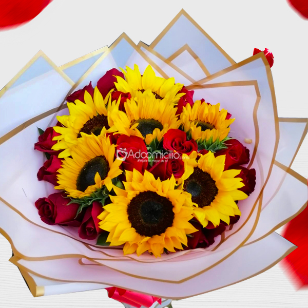 Bouquet De Girasoles Y Rosas Para Amor Y Amistad A Domicilio En Cali 