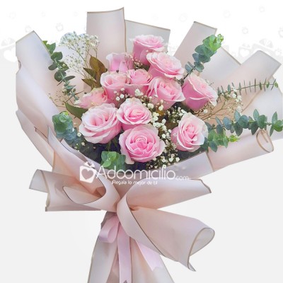 Bouquet De Rosas Rosadas A Domicilio En Bogotá Pedido Con Un Día De Anticipación 