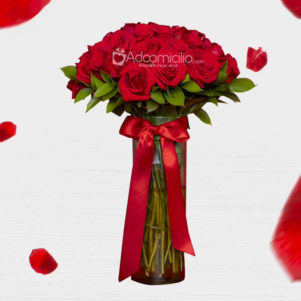 Jarrón Con Rosas Para San Valentín A Domicilio En Medellín 